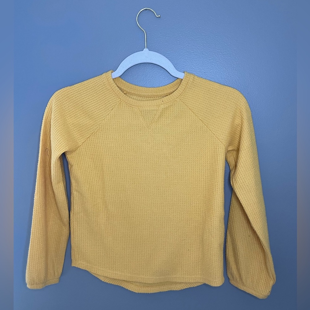 Cat & Jack Girls Cozy Waffle Long Sleeve Shirt - Mustard Yellow